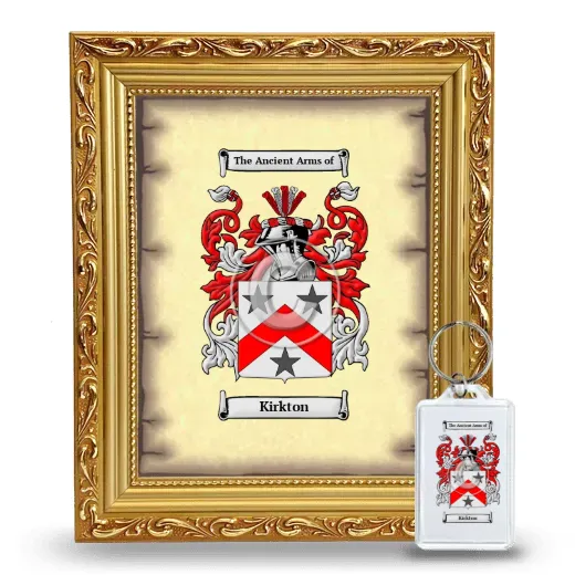 Kirkton Framed Coat of Arms and Keychain - Gold