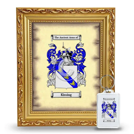 Kissing Framed Coat of Arms and Keychain - Gold