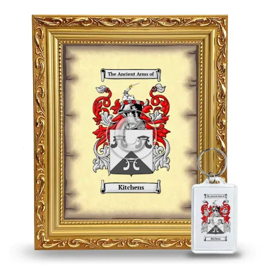 Kitchens Framed Coat of Arms and Keychain - Gold