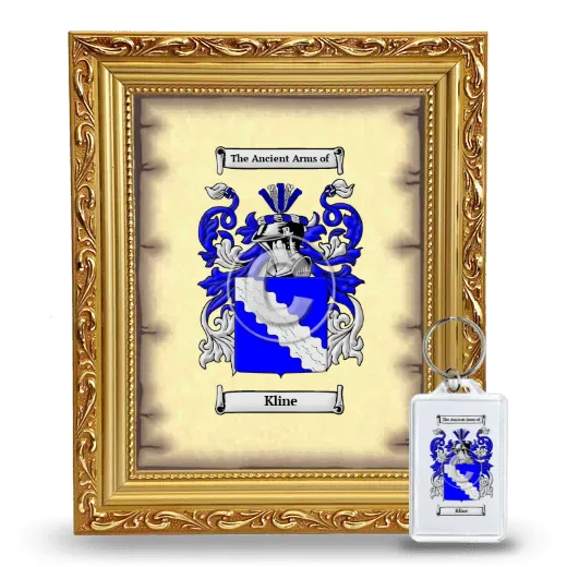 Kline Framed Coat of Arms and Keychain - Gold
