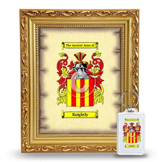 Knightly Framed Coat of Arms and Keychain - Gold