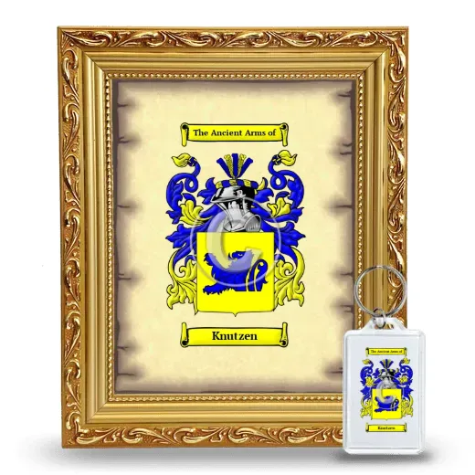 Knutzen Framed Coat of Arms and Keychain - Gold
