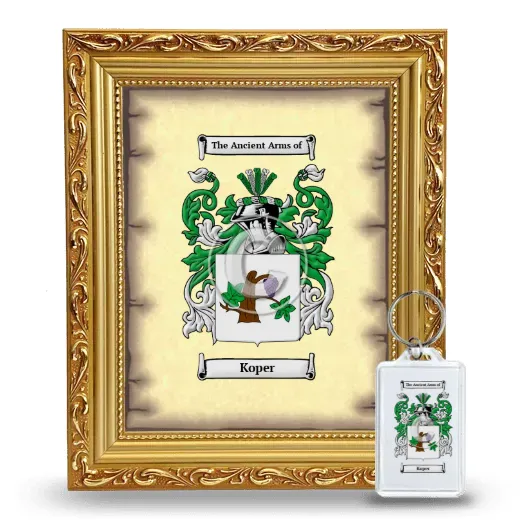 Koper Framed Coat of Arms and Keychain - Gold