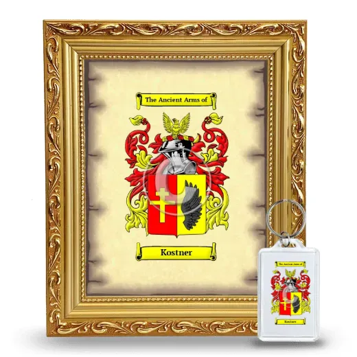 Kostner Framed Coat of Arms and Keychain - Gold