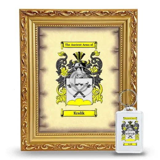 Kralik Framed Coat of Arms and Keychain - Gold