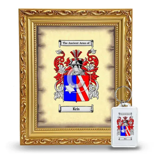 Kris Framed Coat of Arms and Keychain - Gold