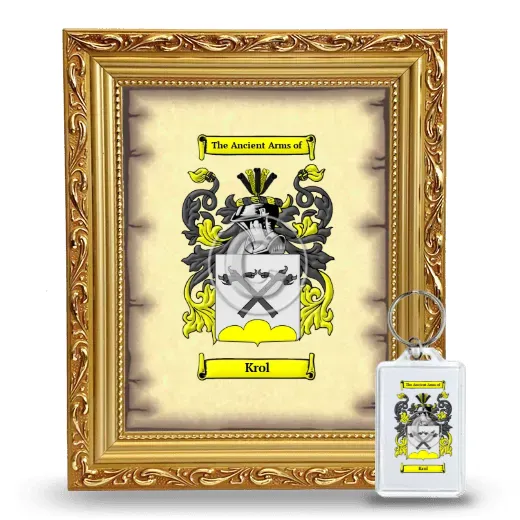 Krol Framed Coat of Arms and Keychain - Gold