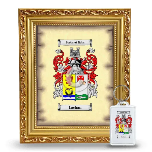Lachan Framed Coat of Arms and Keychain - Gold