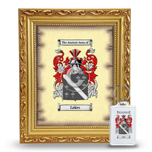 Lakes Framed Coat of Arms and Keychain - Gold