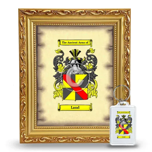 Land Framed Coat of Arms and Keychain - Gold