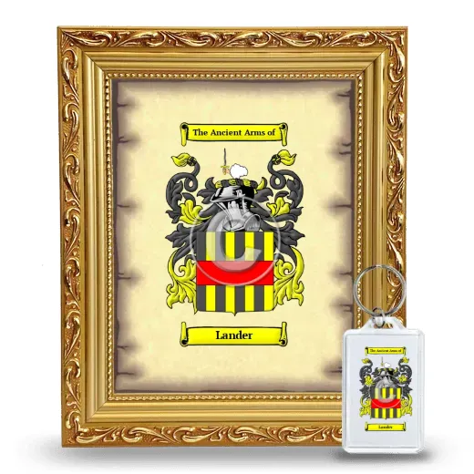 Lander Framed Coat of Arms and Keychain - Gold