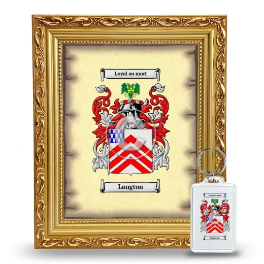 Langton Framed Coat of Arms and Keychain - Gold