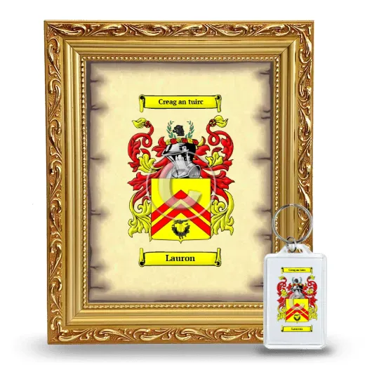 Lauron Framed Coat of Arms and Keychain - Gold