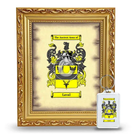 Laval Framed Coat of Arms and Keychain - Gold