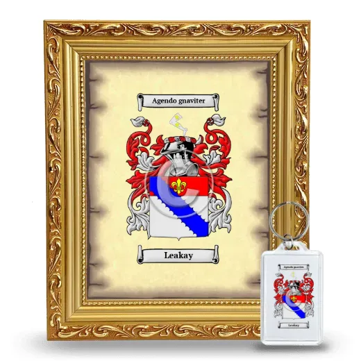 Leakay Framed Coat of Arms and Keychain - Gold