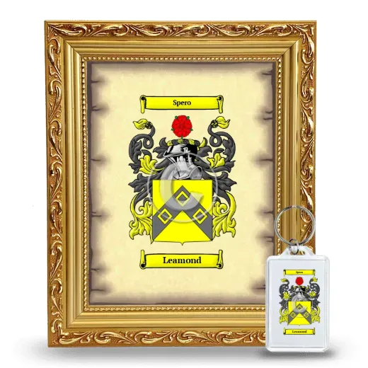 Leamond Framed Coat of Arms and Keychain - Gold