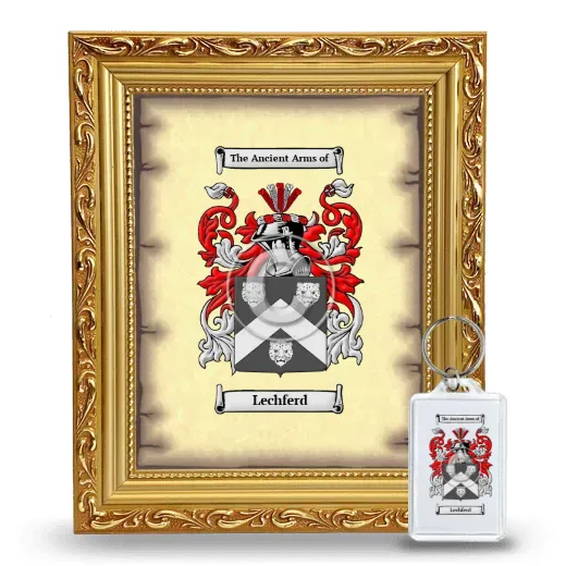 Lechferd Framed Coat of Arms and Keychain - Gold