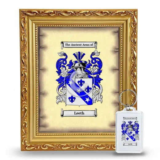 Leeth Framed Coat of Arms and Keychain - Gold