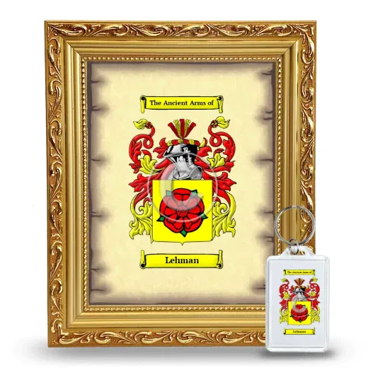 Lehman Framed Coat of Arms and Keychain - Gold