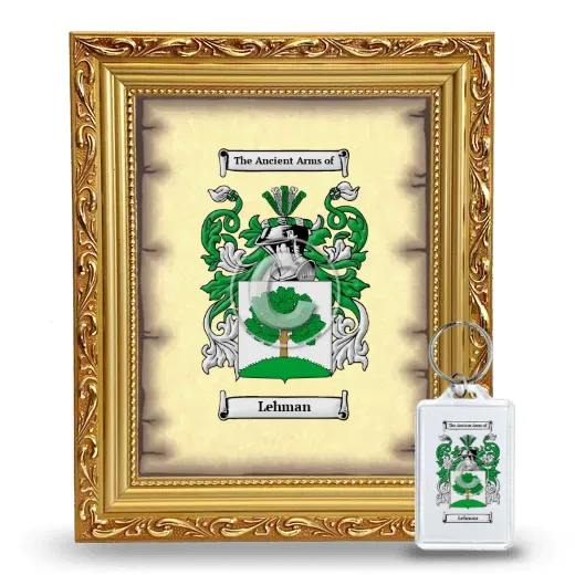 Lehman Framed Coat of Arms and Keychain - Gold