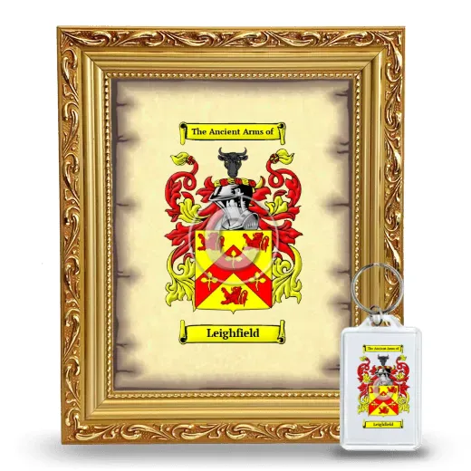 Leighfield Framed Coat of Arms and Keychain - Gold