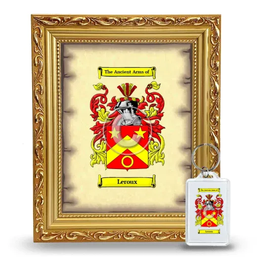 Leroux Framed Coat of Arms and Keychain - Gold