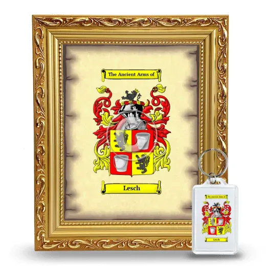 Lesch Framed Coat of Arms and Keychain - Gold