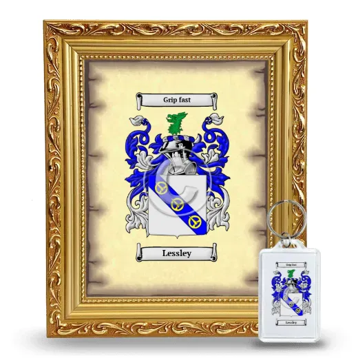 Lessley Framed Coat of Arms and Keychain - Gold