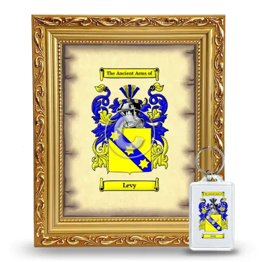 Levy Framed Coat of Arms and Keychain - Gold