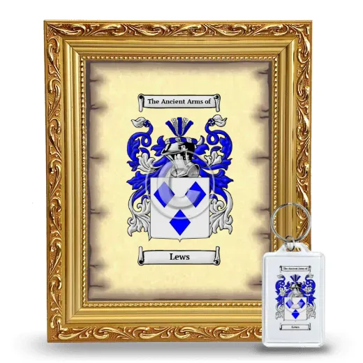 Lews Framed Coat of Arms and Keychain - Gold