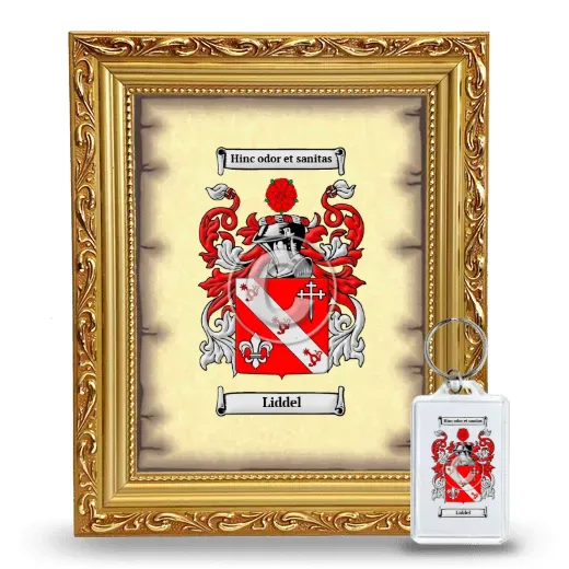 Liddel Framed Coat of Arms and Keychain - Gold