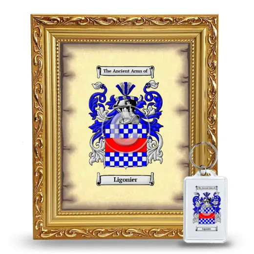 Ligonier Framed Coat of Arms and Keychain - Gold