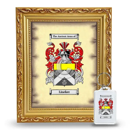 Lineker Framed Coat of Arms and Keychain - Gold