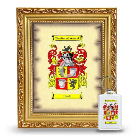 Lisch Framed Coat of Arms and Keychain - Gold