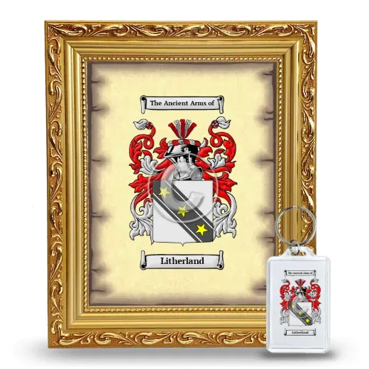 Litherland Framed Coat of Arms and Keychain - Gold