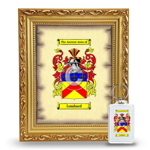 Lombard Framed Coat of Arms and Keychain - Gold