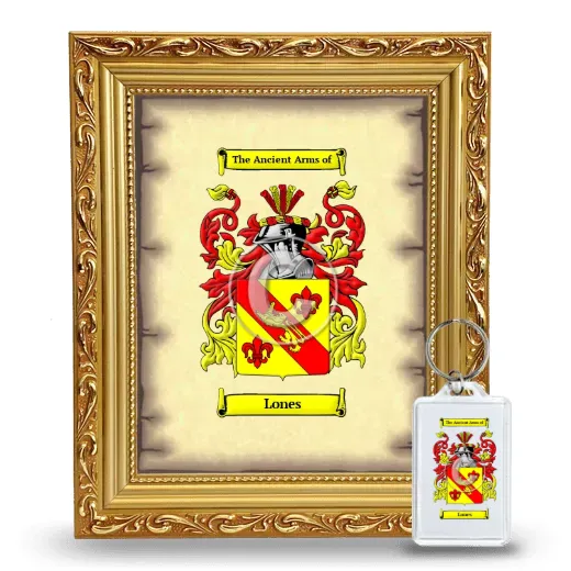 Lones Framed Coat of Arms and Keychain - Gold
