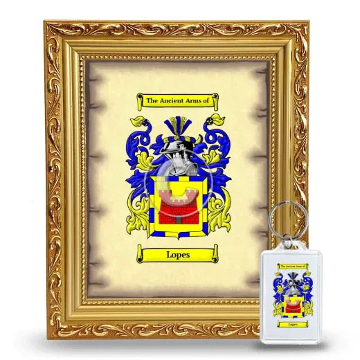Lopes Framed Coat of Arms and Keychain - Gold