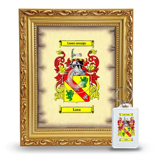 Lora Framed Coat of Arms and Keychain - Gold