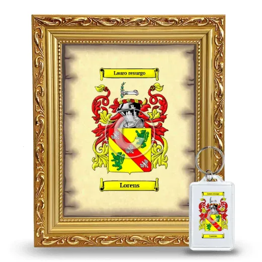 Lorens Framed Coat of Arms and Keychain - Gold