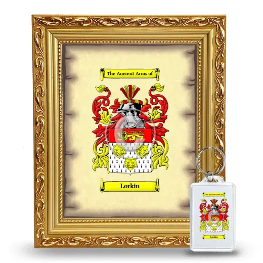 Lorkin Framed Coat of Arms and Keychain - Gold