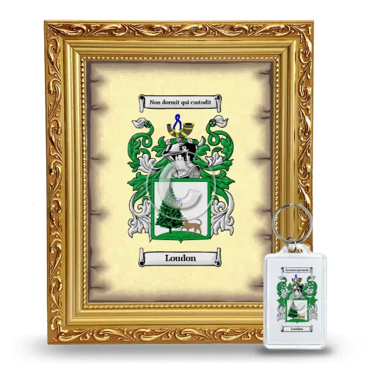 Loudon Framed Coat of Arms and Keychain - Gold