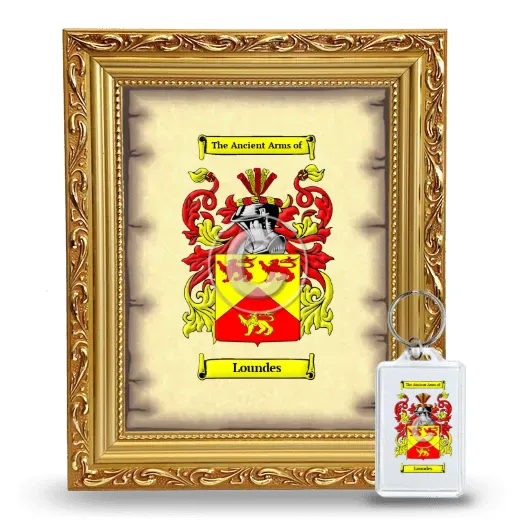 Loundes Framed Coat of Arms and Keychain - Gold