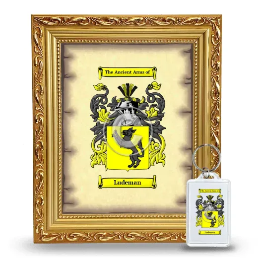 Ludeman Framed Coat of Arms and Keychain - Gold