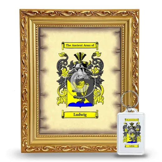 Ludwig Framed Coat of Arms and Keychain - Gold
