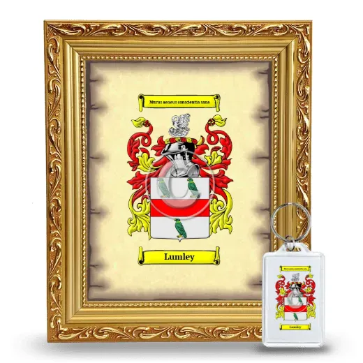 Lumley Framed Coat of Arms and Keychain - Gold