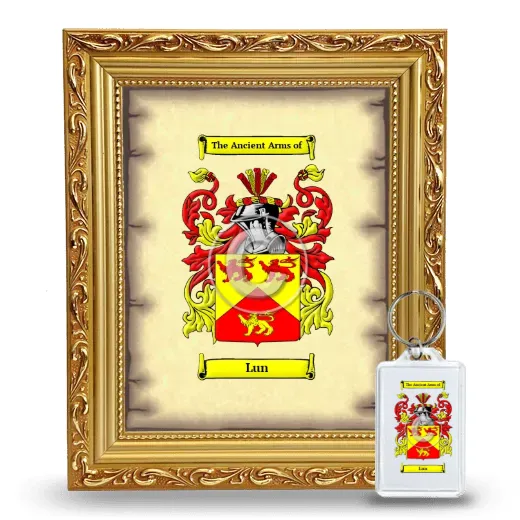 Lun Framed Coat of Arms and Keychain - Gold