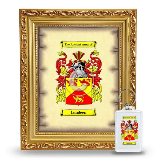 Lundeen Framed Coat of Arms and Keychain - Gold