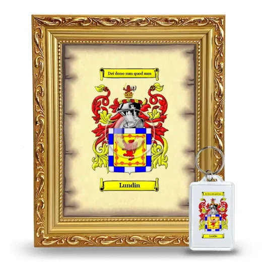 Lundin Framed Coat of Arms and Keychain - Gold