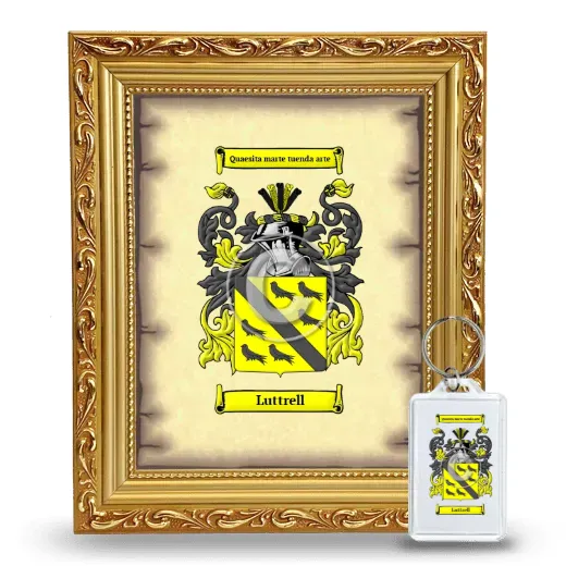 Luttrell Framed Coat of Arms and Keychain - Gold
